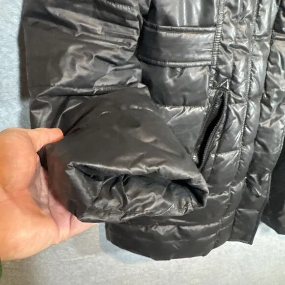 Laundry By Design Jacket/Coat Black Removable Hood Puffer Size XL