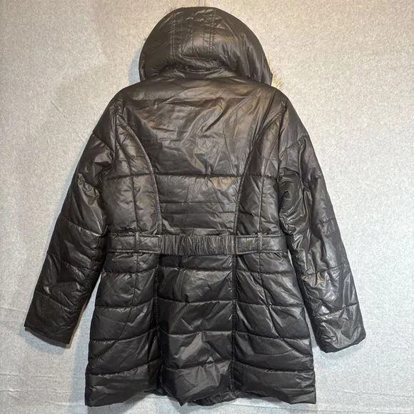 Laundry By Design Jacket/Coat Black Removable Hood Puffer Size XL