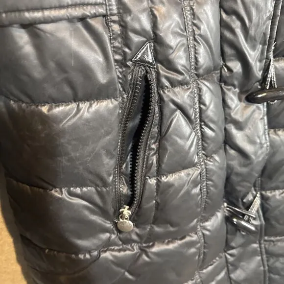 Laundry By Design Jacket/Coat Black Removable Hood Puffer Size XL
