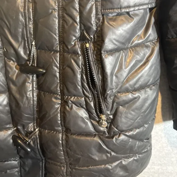 Laundry By Design Jacket/Coat Black Removable Hood Puffer Size XL
