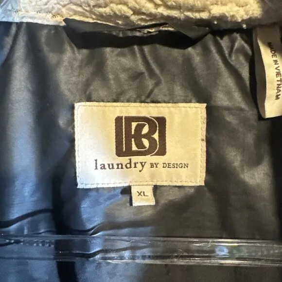 Laundry By Design Jacket/Coat Black Removable Hood Puffer Size XL