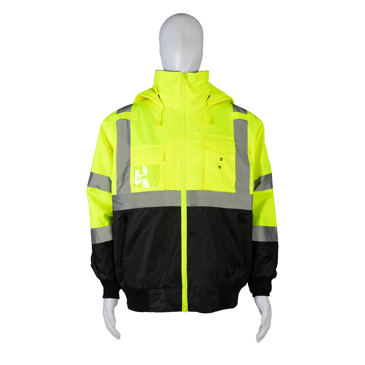 LBBJ-C3 ANSI Class 3 High-Vis LIME/BLACK Two Tone Waterproof Bomber Jacket with Removable Liner