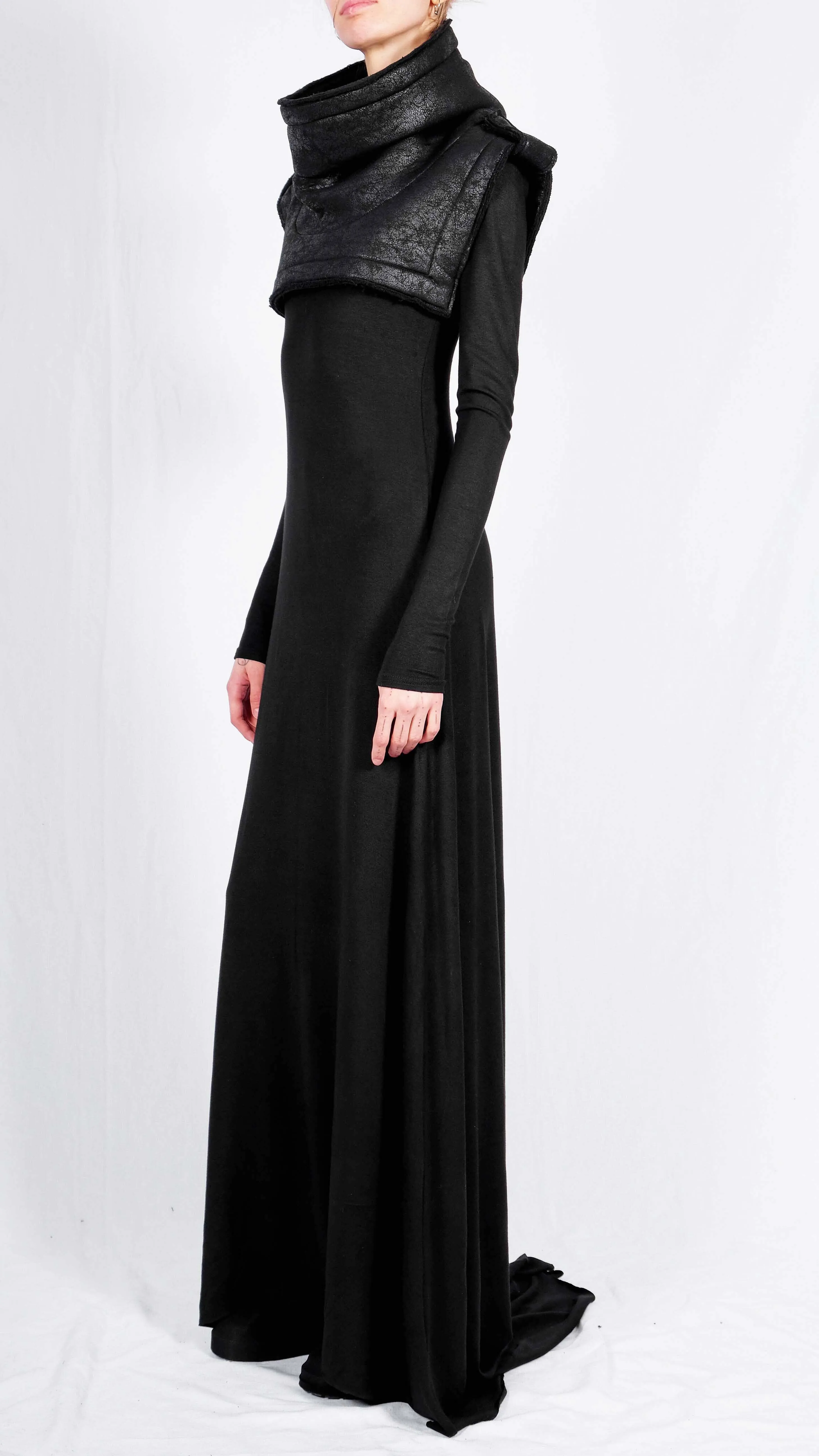 Leather Effect Crop Top with Epaulettes