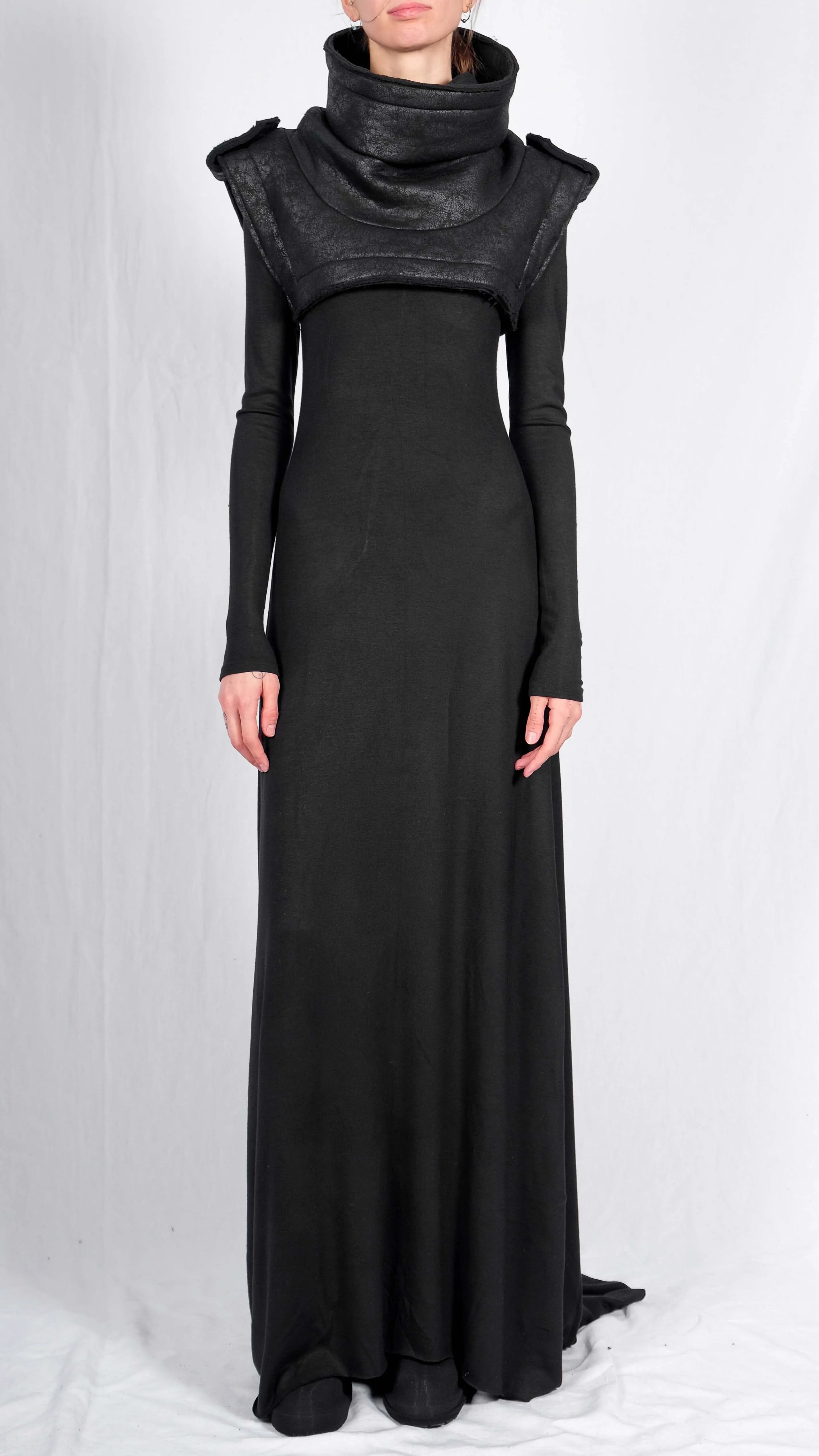 Leather Effect Crop Top with Epaulettes