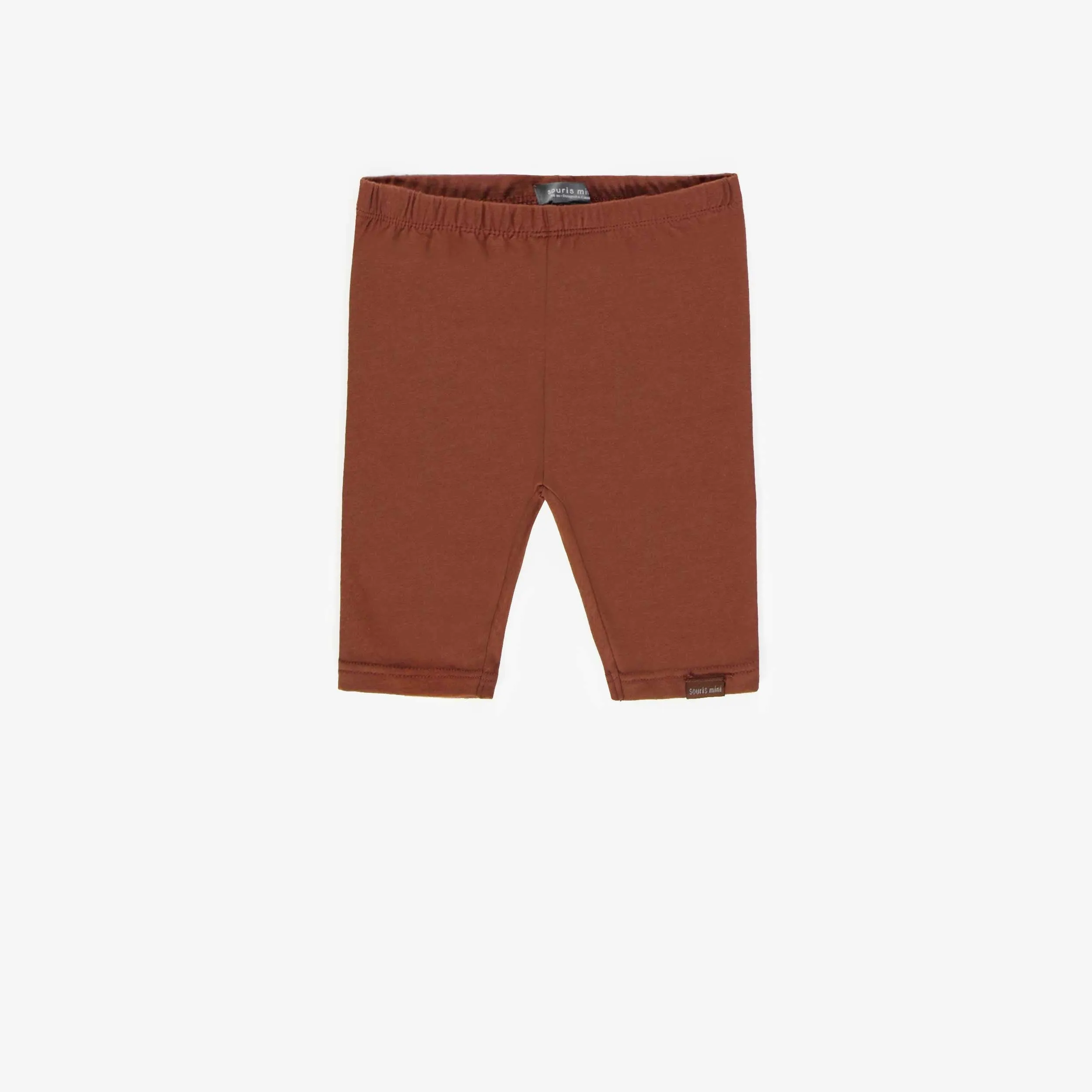 Legging court brun en jersey de coton, bébé || Brown biker short in cotton jersey, baby