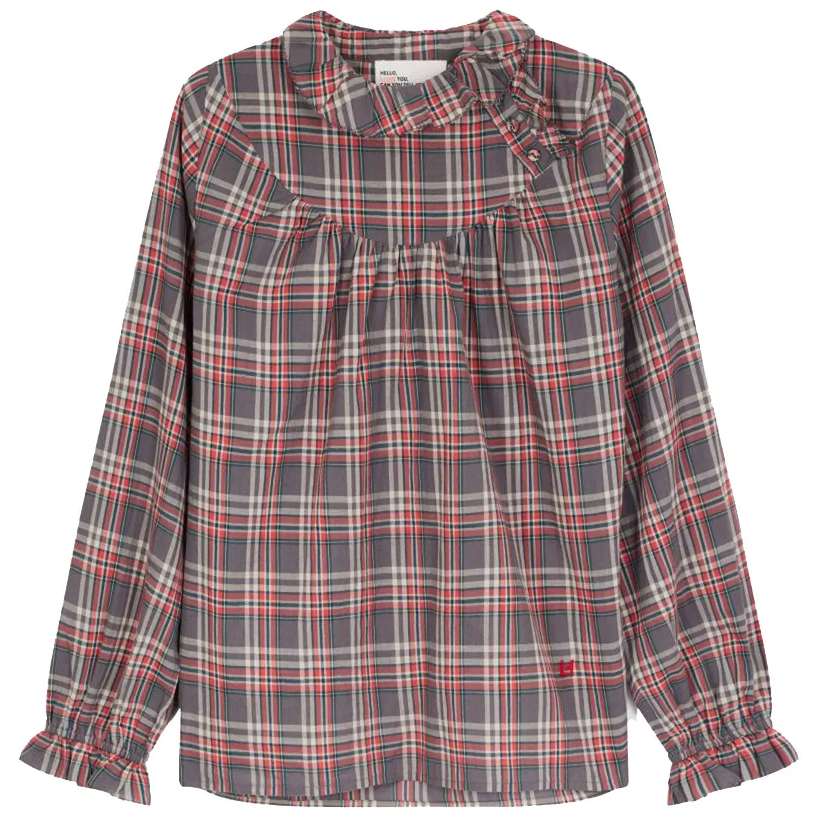 Leon & Harper Cale Check Blouse Grey