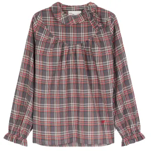 Leon & Harper Cale Check Blouse Grey