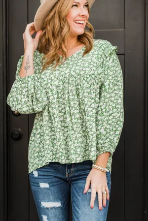 Leprechaun Luck Blouse Top- Green & Ivory