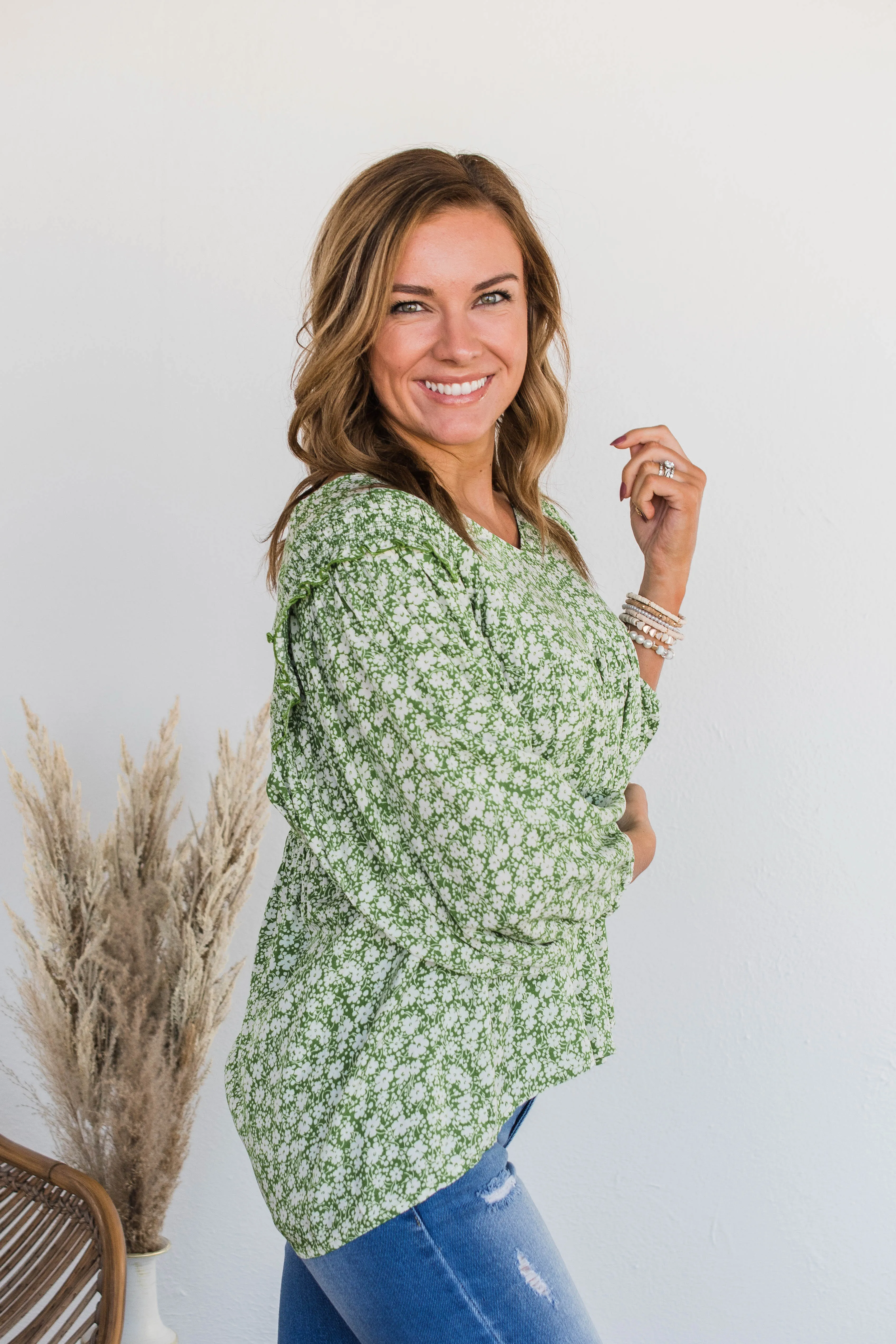 Leprechaun Luck Blouse Top- Green & Ivory