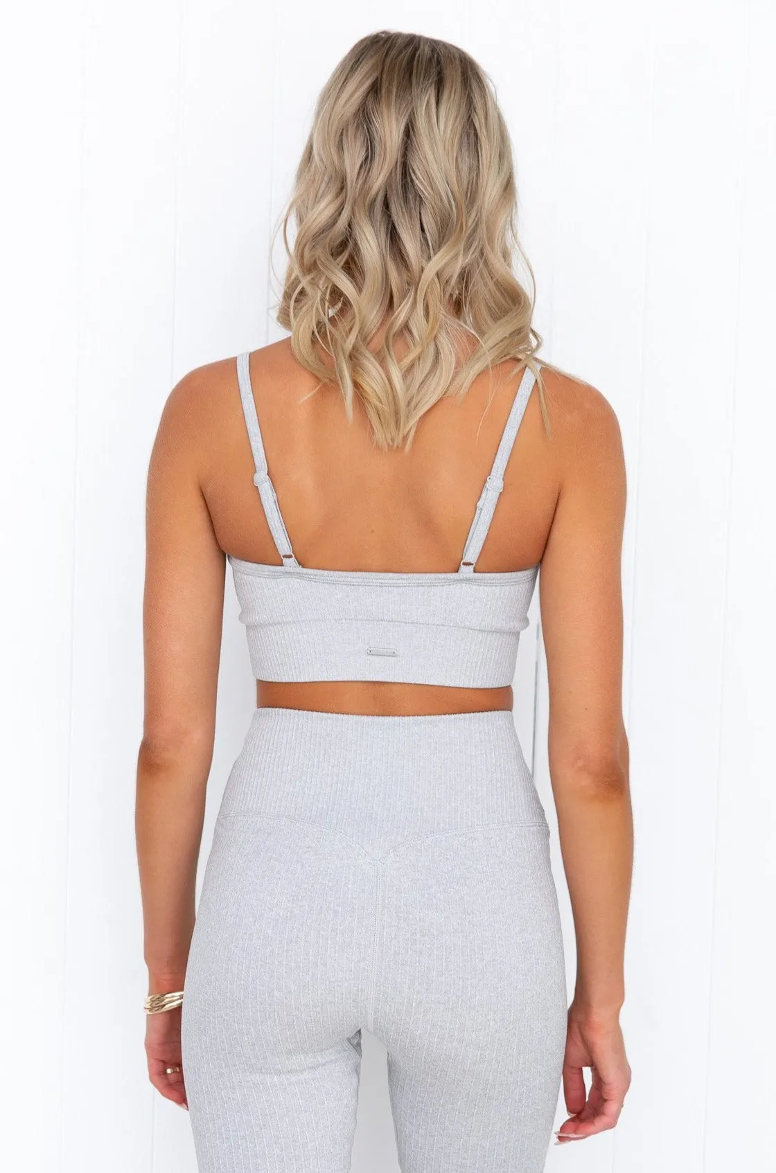Light Grey Melange Ribbed Seamless Strap Bra