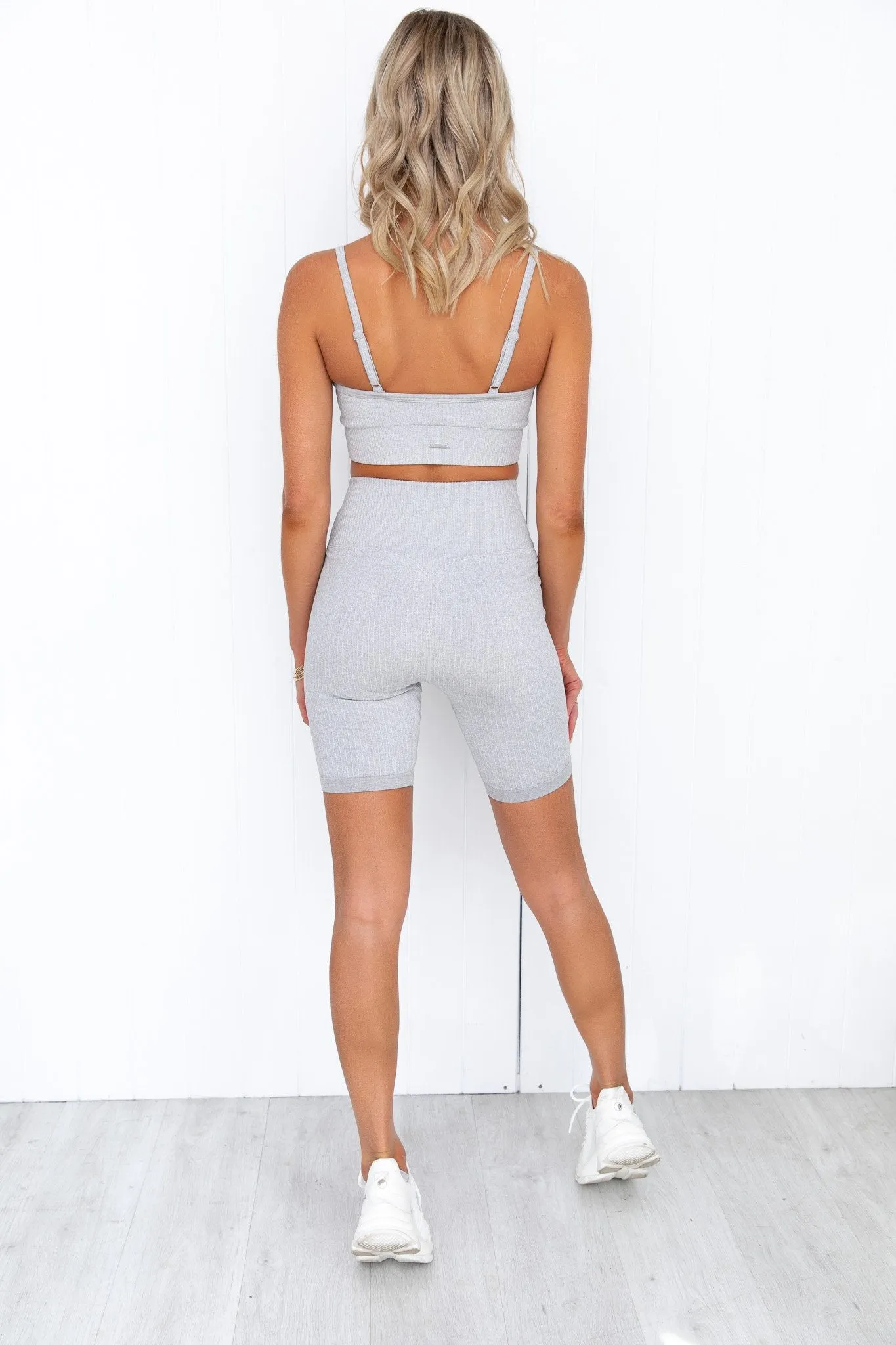 Light Grey Melange Ribbed Seamless Strap Bra