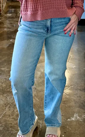 Light Wash Straight Leg Jeans