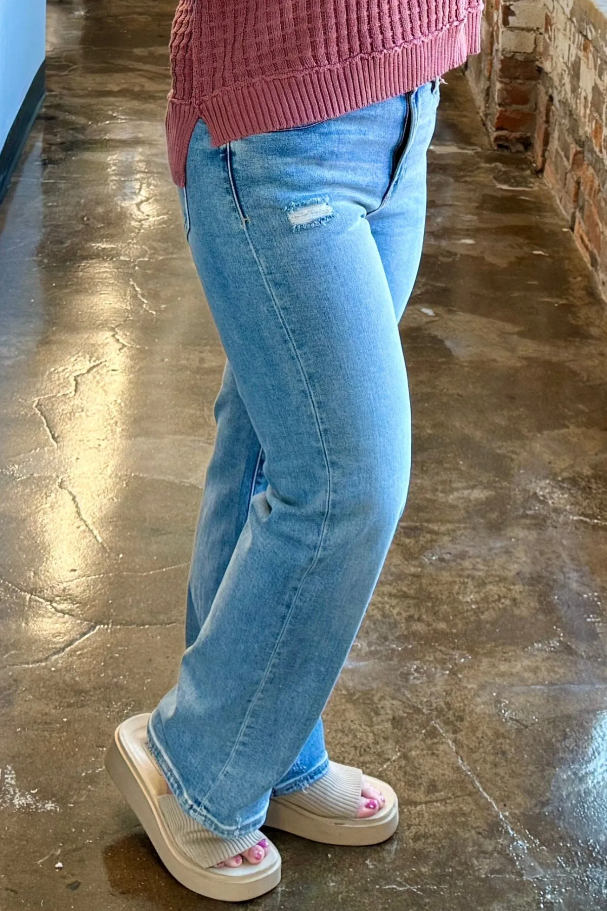 Light Wash Straight Leg Jeans