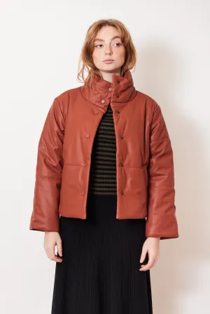 Lilla P Faux Leather Channel Quilted Jacket