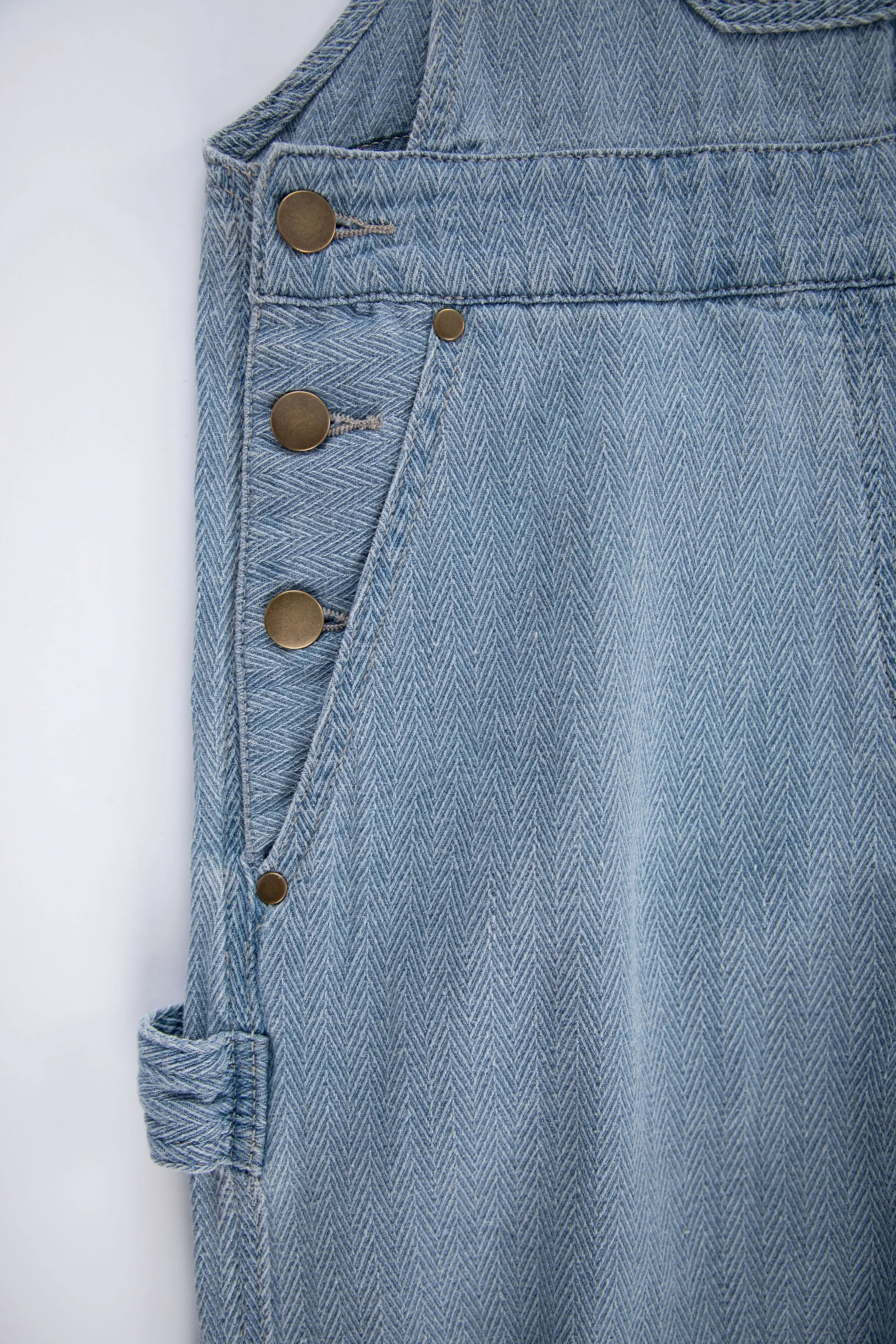 Linen And Cotton Blend Herringbone Overalls