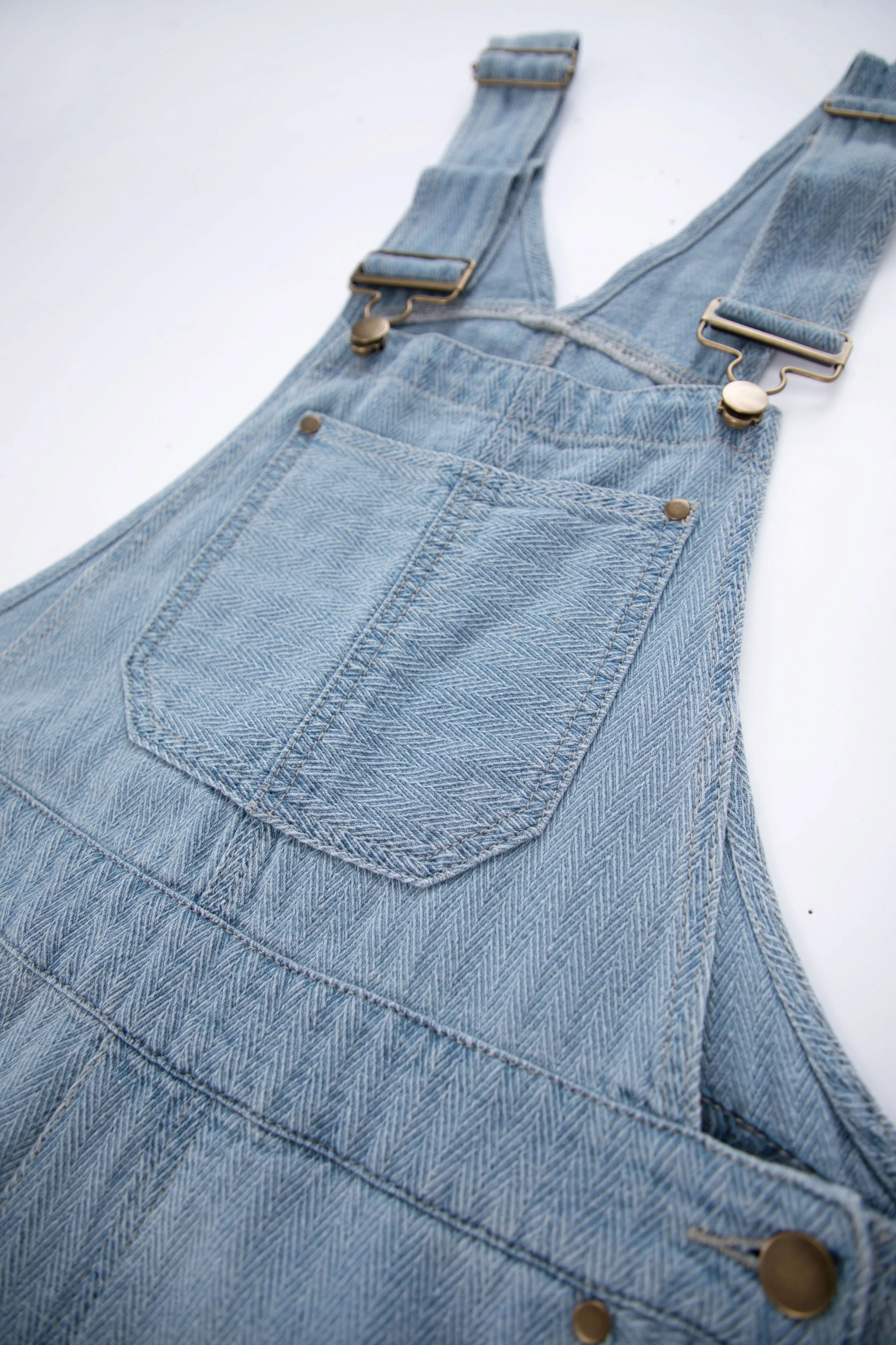 Linen And Cotton Blend Herringbone Overalls