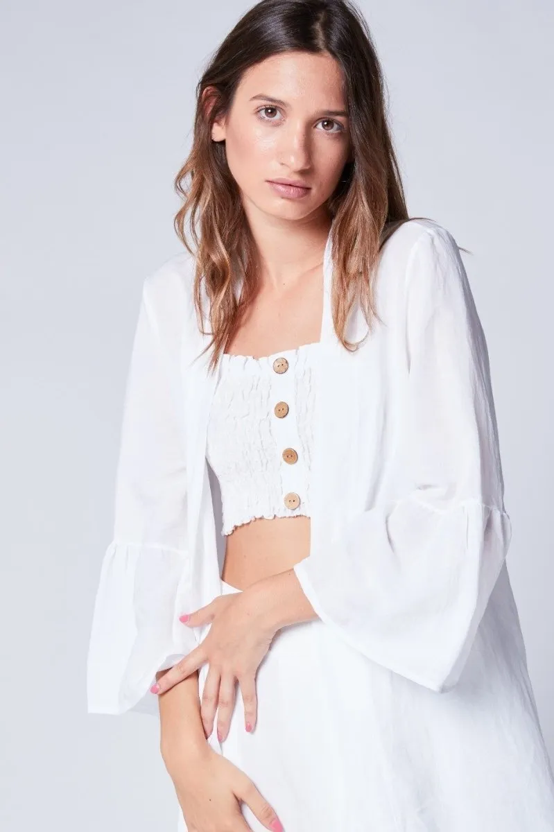 Linen Peplum Sleeve Cardigan