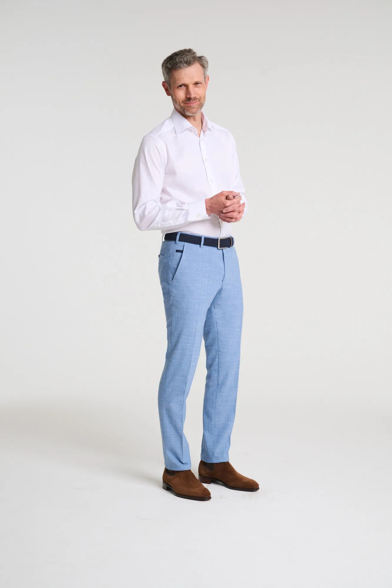 Linen Stretch Travel Pant - Light Blue