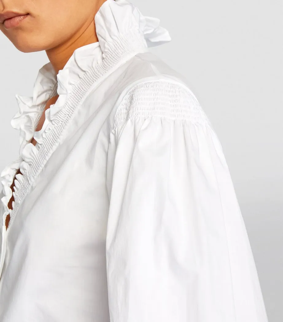 LISANDRA ORGANIC COTTON RUFFLED BLOUSE