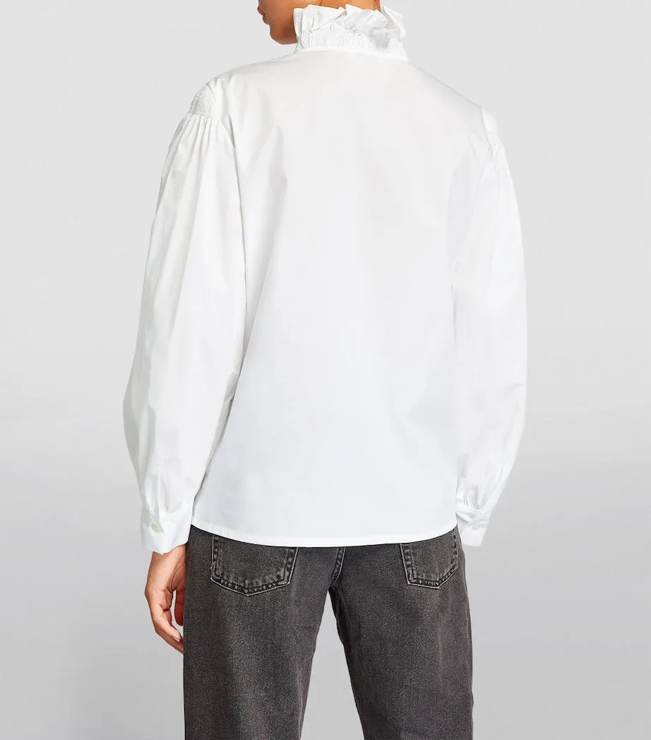LISANDRA ORGANIC COTTON RUFFLED BLOUSE