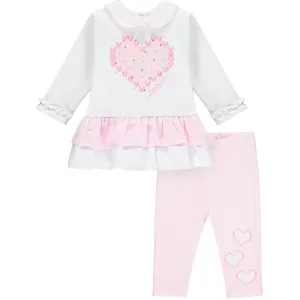 LITTLE A - Peplum Leggings Set - Pink