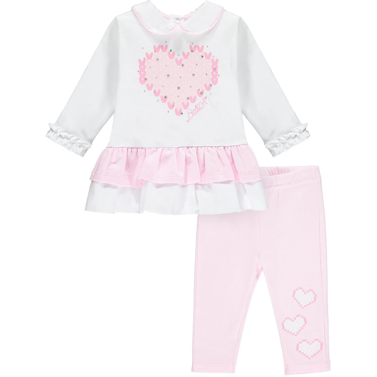 LITTLE A - Peplum Leggings Set - Pink