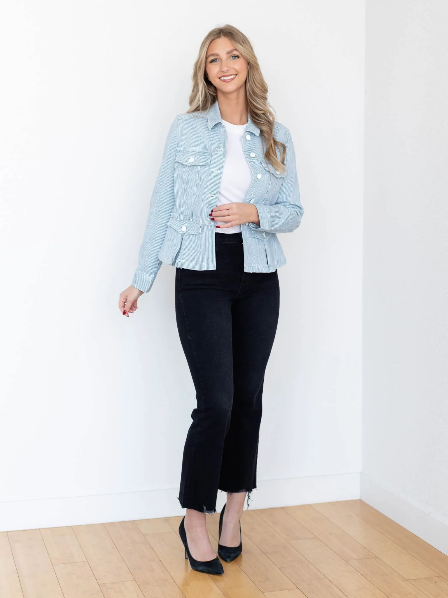 Liverpool Peplum Denim Jacket
