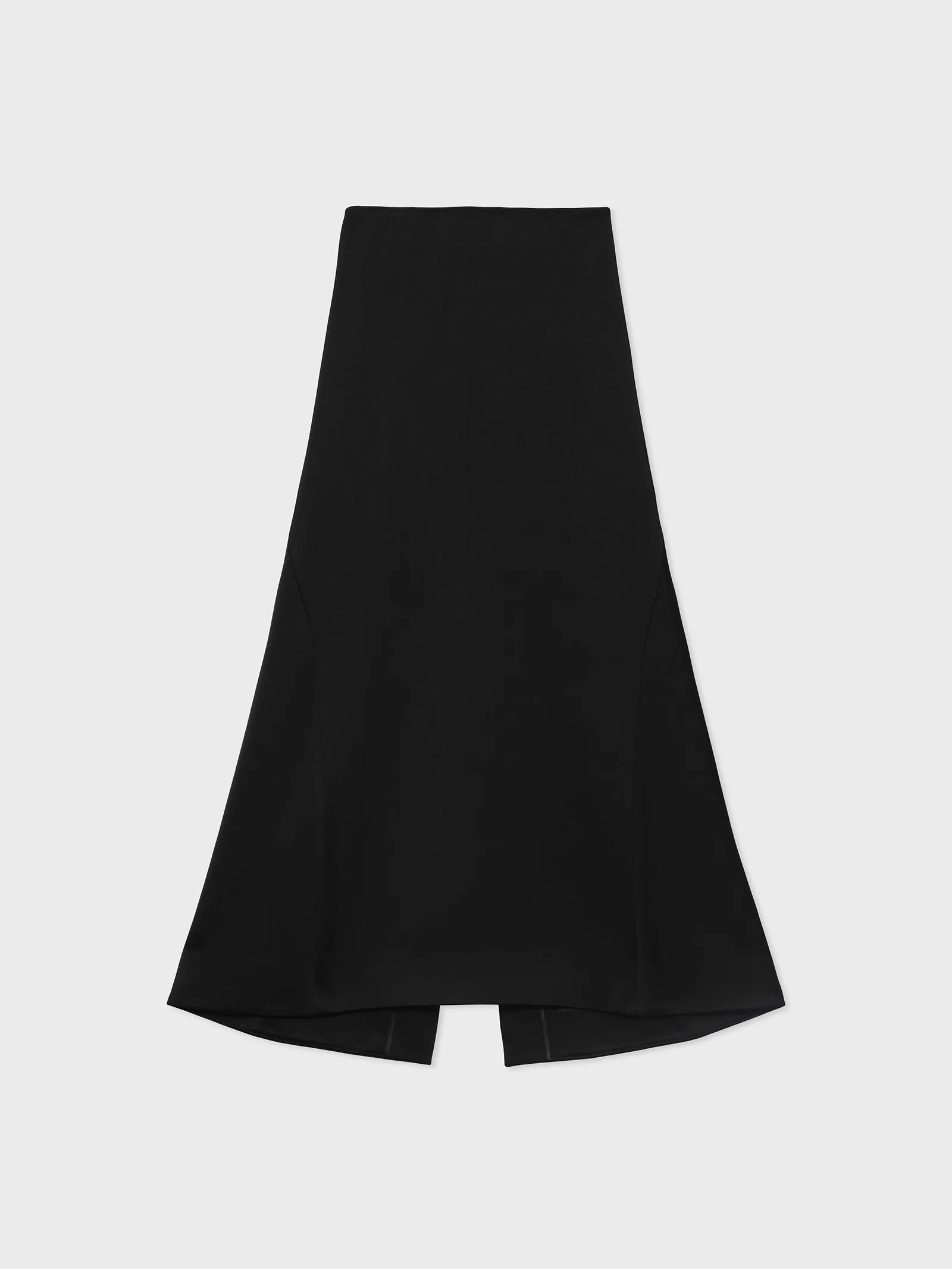 Long Peplum Skirt in Satin Crepe - Black