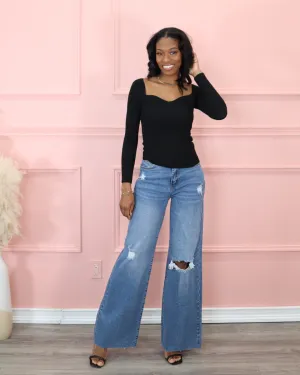 Long-sleeve Sweetheart Top