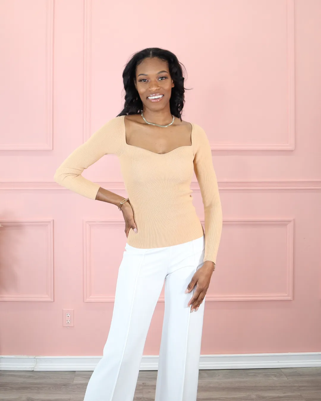 Long-sleeve Sweetheart Top