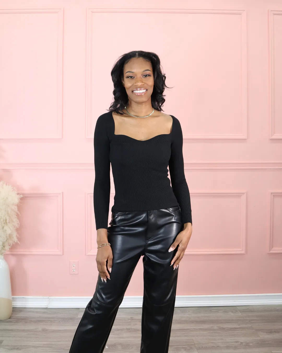 Long-sleeve Sweetheart Top