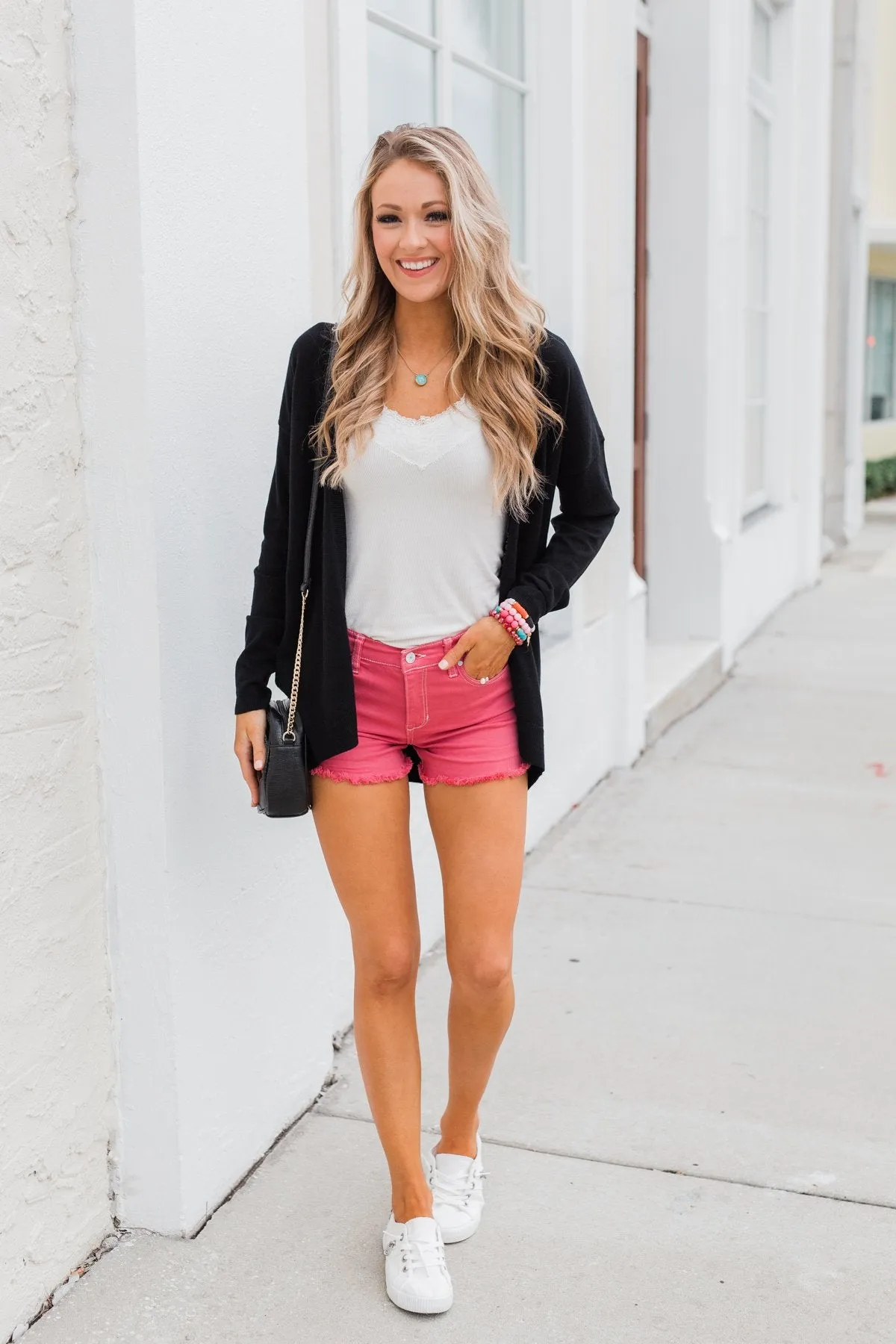 Long Sleeve Textured Back Cardigan- Black
