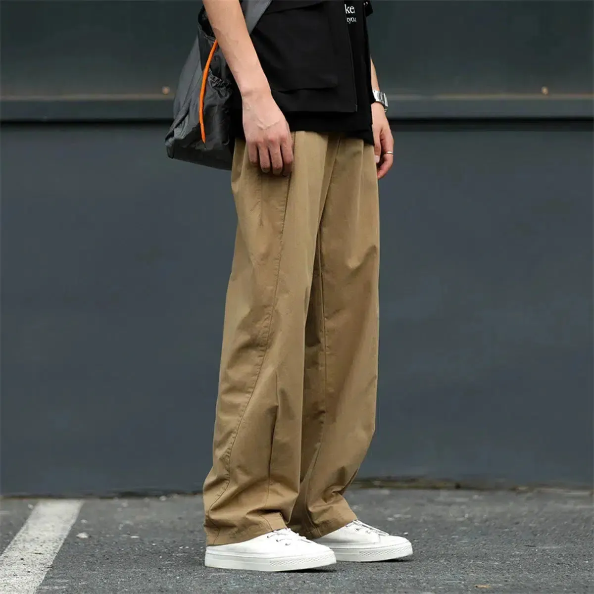 Loose Straight-Leg Workwear Pants