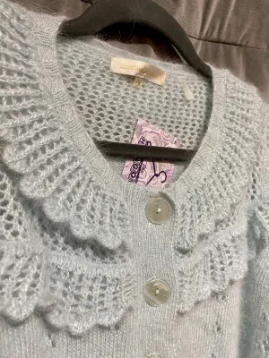 Love Shack Fancy Hayden Ruffled Eyelet Knit Sweater
