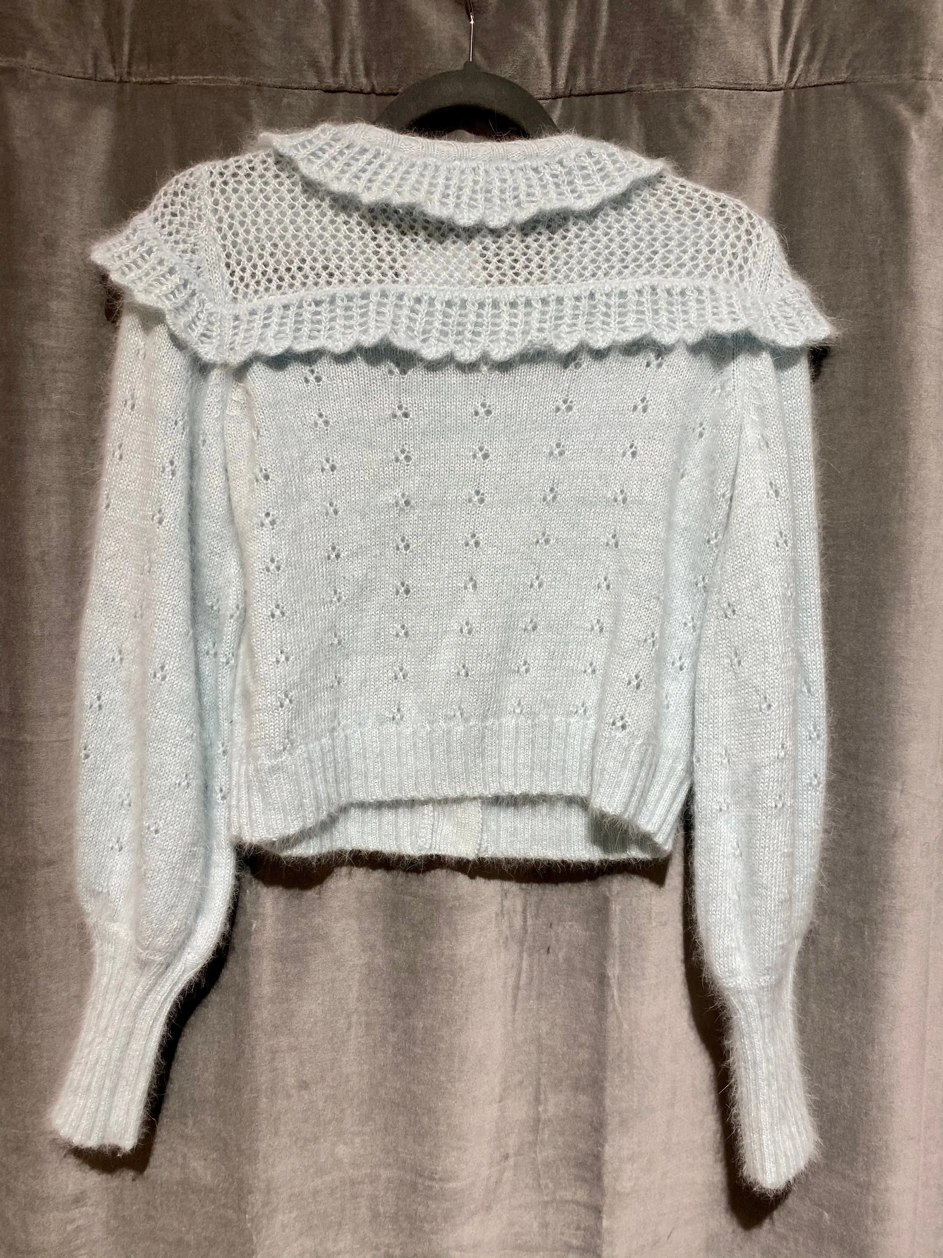 Love Shack Fancy Hayden Ruffled Eyelet Knit Sweater
