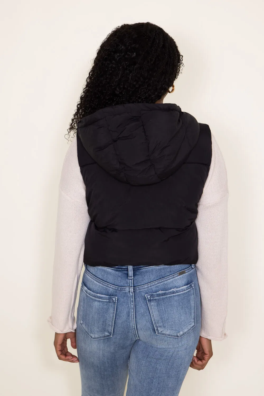 Love Tree Hooded Zipper Puffer Vest for Women in Black | 5092VH-BLACK