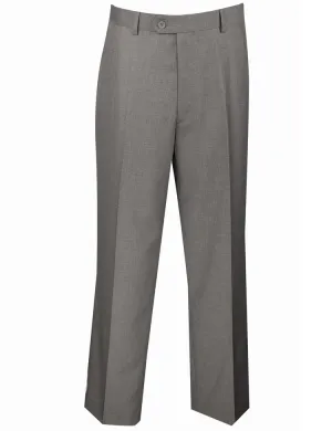 Luxurious Wool Feel Flat Front Pre-Hemmed Dress Pants (Gray) ON-900