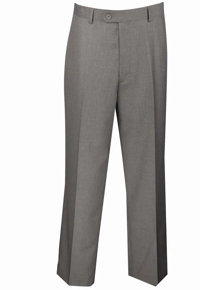 Luxurious Wool Feel Flat Front Pre-Hemmed Dress Pants (Gray) ON-900