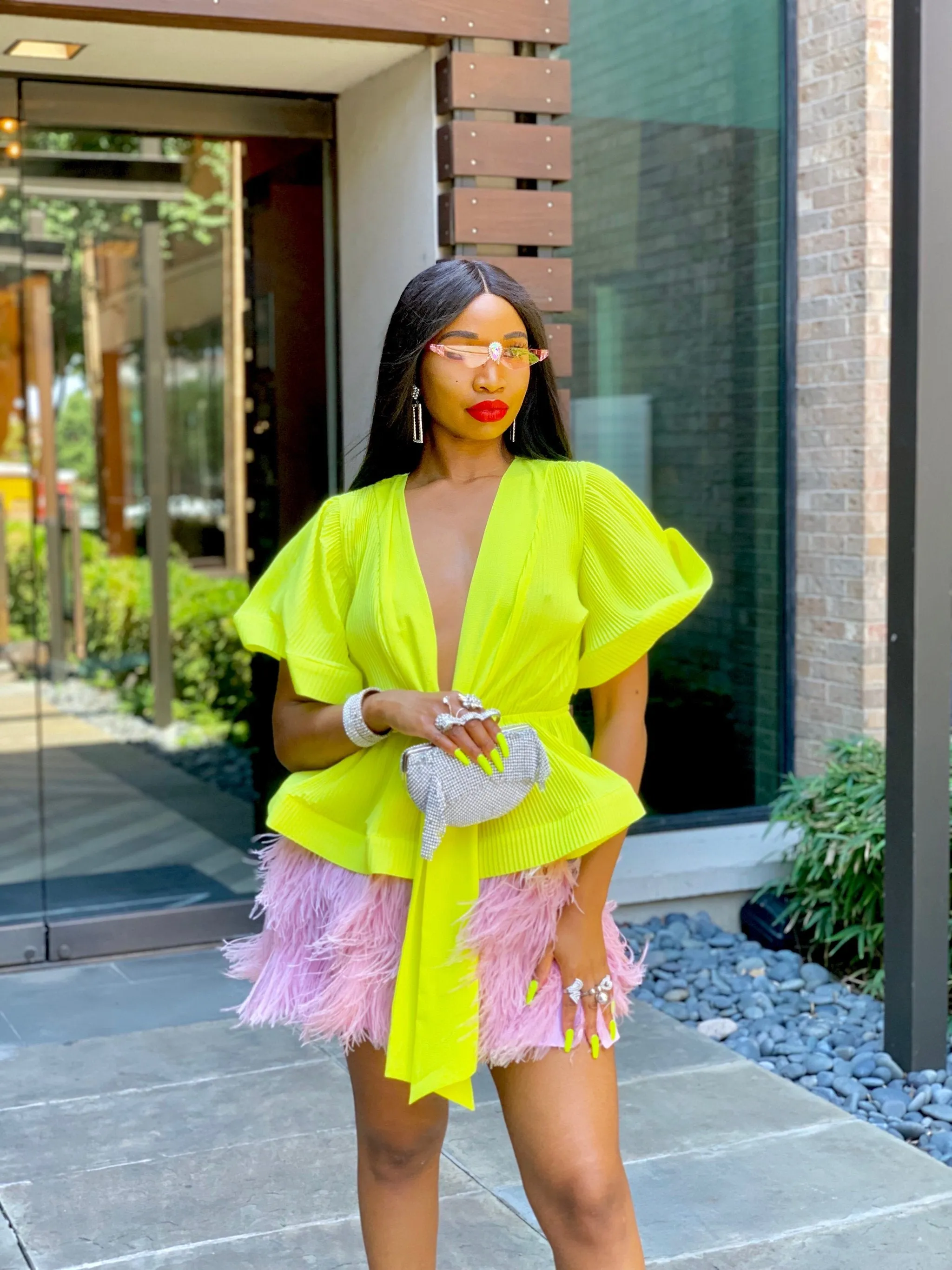 Madam Mystique Neon Peplum Penelope Top