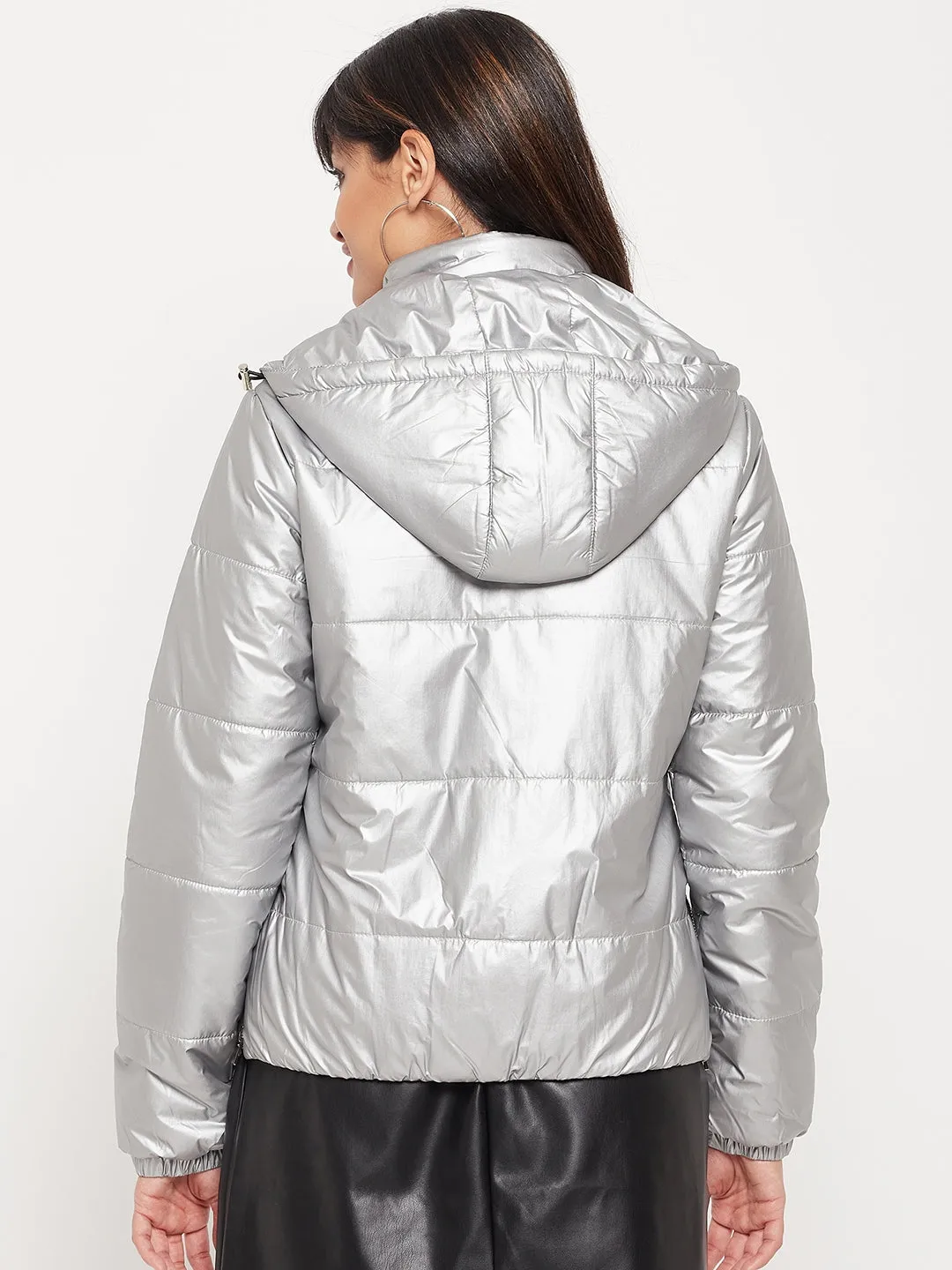 Madame Hooded Silver Puffer Jacket