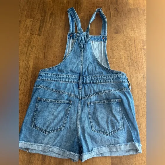 Madewell Adirondack Raw-Hem Short Overalls SZ M Denim