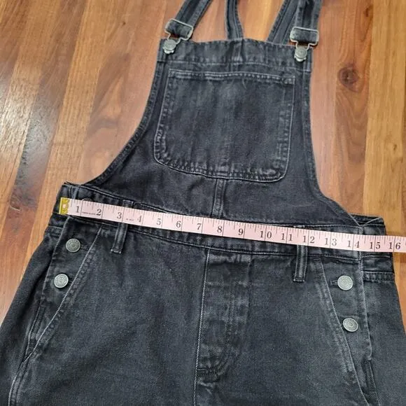 Madewell Adirondack Short Overalls in  Washed Black Size Small