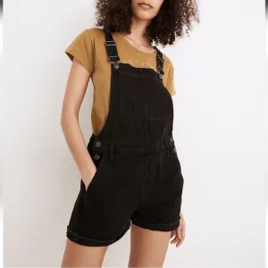Madewell Adirondack Short Overalls in  Washed Black Size Small
