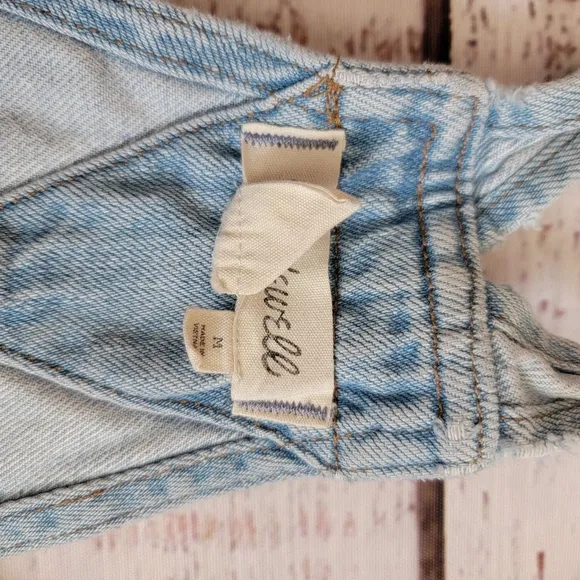 Madewell Lightwash Denim Shortalls Short Overalls Raw Hem Women's Medium