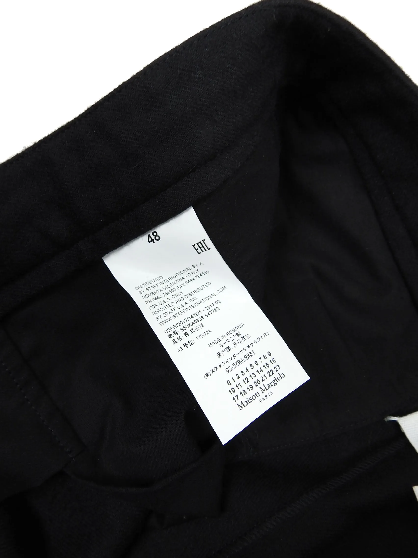 Maison Margiela Black Wool Collarless Suit Size 48