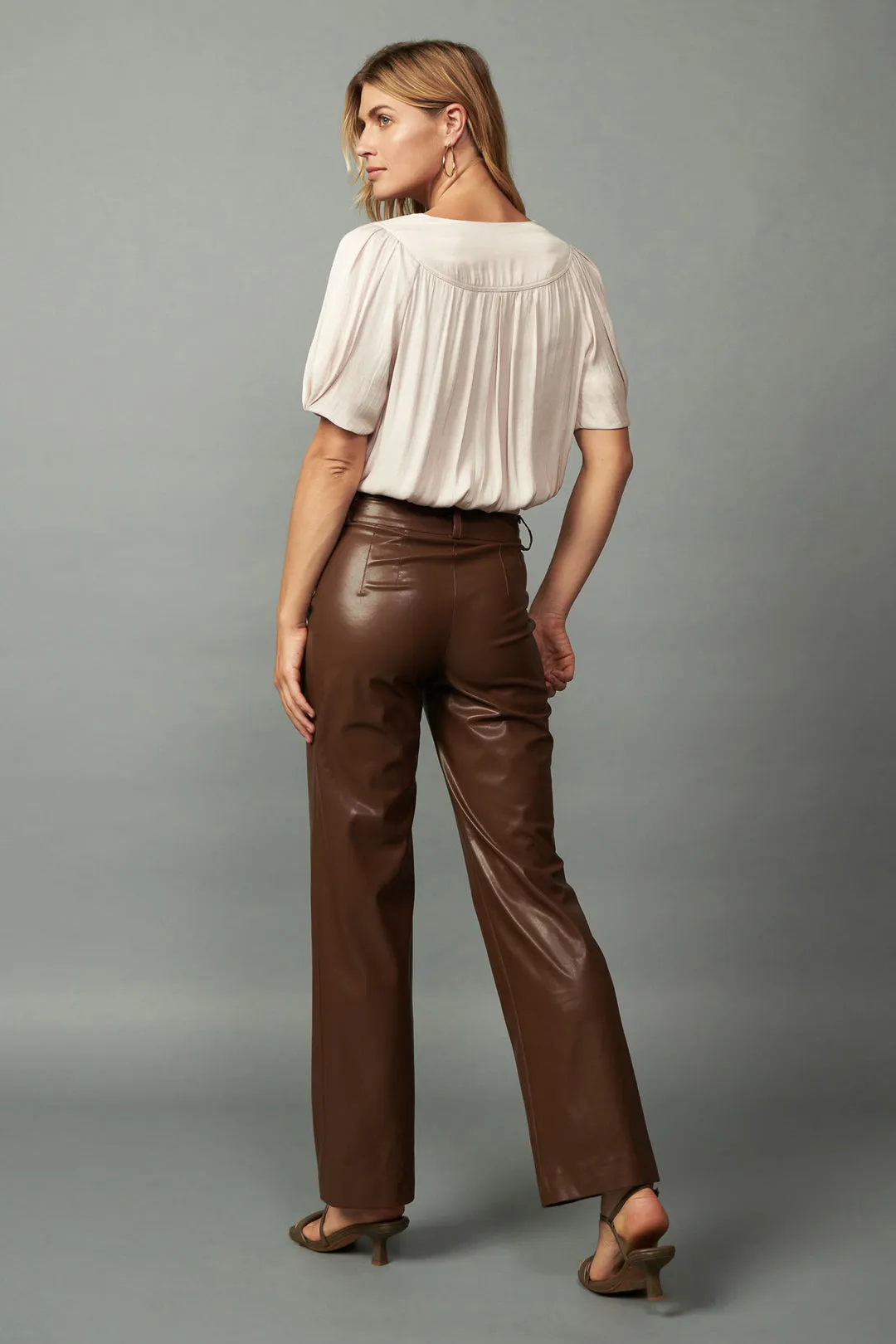 Mandy Faux Leather Straight Leg Pants