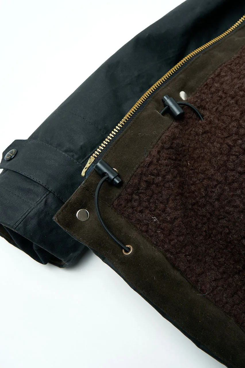 Manifattura Ceccarelli Waxed Mountain Jacket Wool Teddy Fur Black