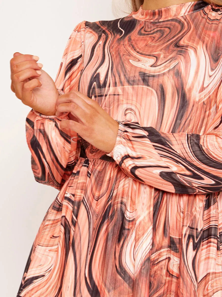 Marble Print Peplum Top & Flared Trouser Co-ord