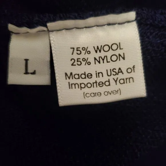 Margaret O'Leary Cardigan Sweater Wool Kimono Sleeve Peplum Navy Blue Sz L