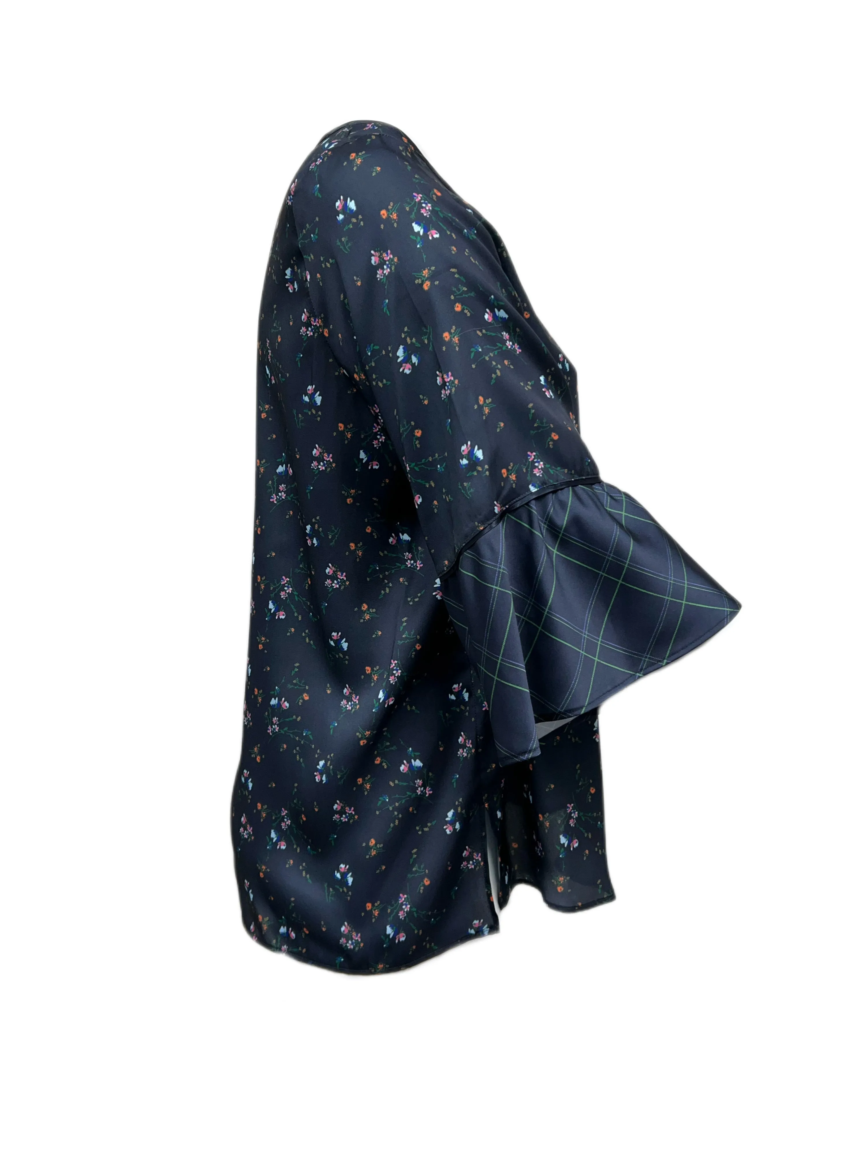 Marina Rinaldi Women's Navy Baltico Floral Printed Blouse NWT
